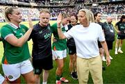 29 June 2025; Republic of Ireland head coach Carla Ward, right, with Dee Bradley of Republic of Ireland after after the women's international friendly match between the USA and Republic of Ireland at TQL Stadium in Cincinnati, Ohio, USA. Photo by Stephen McCarthy/Sportsfile