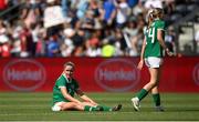 29 June 2025; Jessie Stapleton, left, and Hayley Nolan of Republic of Ireland react at the final whistel of the women's international friendly match between the USA and Republic of Ireland at TQL Stadium in Cincinnati, Ohio, USA. Photo by Stephen McCarthy/Sportsfile