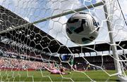 29 June 2025; Republic of Ireland goalkeeper Courtney Brosnan concedes her fourth goal during the women's international friendly match between the USA and Republic of Ireland at TQL Stadium in Cincinnati, Ohio, USA. Photo by Stephen McCarthy/Sportsfile