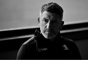 30 June 2025; (EDITORS NOTE: Image has been shot in black and white. Colour version not available.) Kilkenny manager Derek Lyng is interviewed during a Kilkenny Hurling Media Conference at UPMC Nowlan Park in Kilkenny ahead of the GAA Hurling All-Ireland Senior Championship Semi-Final match Kilkenny and Tipperary at Croke Park in Dublin. Photo by Piaras Ó Mídheach/Sportsfile