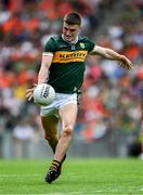 29 June 2025; Seán O'Shea of Kerry shoots to score a 'two point' score during the GAA Football All-Ireland Senior Championship quarter-final match between Armagh and Kerry at Croke Park in Dublin. Photo by Ray McManus/Sportsfile