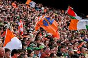 29 June 2025; Armagh supporters, in the Cusack Stand, during the GAA Football All-Ireland Senior Championship quarter-final match between Armagh and Kerry at Croke Park in Dublin. Photo by Ray McManus/Sportsfile