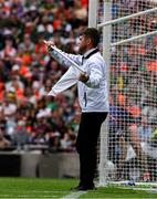 29 June 2025; A score umpire waves an white flag, to indicate a single point score, during the GAA Football All-Ireland Senior Championship quarter-final match between Armagh and Kerry at Croke Park in Dublin. Photo by Ray McManus/Sportsfile