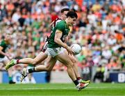 29 June 2025; Seamus Lavin of Meath in action against Daniel Ó Flaherty of Galway during the GAA Football All-Ireland Senior Championship quarter-final match between Meath and Galway at Croke Park in Dublin. Photo by Ray McManus/Sportsfile