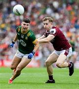 29 June 2025; Keith Curtis of Meath in action against Johnny McGrath of Galway during the GAA Football All-Ireland Senior Championship quarter-final match between Meath and Galway at Croke Park in Dublin. Photo by Ray McManus/Sportsfile