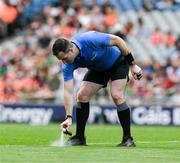 29 June 2025; Referee Martin McNally during the GAA Football All-Ireland Senior Championship quarter-final match between Meath and Galway at Croke Park in Dublin. Photo by Ray McManus/Sportsfile