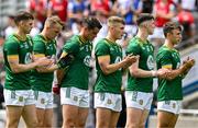 29 June 2025; Meath players applaud the career of the late Declan Black, Kilmainham GAA, before the GAA Football All-Ireland Senior Championship quarter-final match between Meath and Galway at Croke Park in Dublin. Photo by Ray McManus/Sportsfile