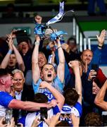 28 June 2025; Waterford captain James Comerford lifts the Irish Press Cup after the Electric Ireland GAA Hurling All-Ireland Minor Championship final match between Waterford and Clare at FBD Semple Stadium in Thurles, Tipperary. Photo by Brendan Moran/Sportsfile