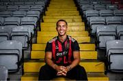 1 July 2025; Bohemians new signing Douglas James-Taylor poses for a portrait during his announcement at Dalymount Park in Dublin. Photo by Ramsey Cardy/Sportsfile