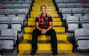 1 July 2025; Bohemians new signing Douglas James-Taylor poses for a portrait during his announcement at Dalymount Park in Dublin. Photo by Ramsey Cardy/Sportsfile