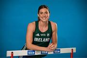2 July 2025; Irish pentathlete Kate O'Connor poses for a portrait with her 2025 European Indoors Pentathlon Bronze and 2025 World Indoors Pentathlon Silver medals during the announcement of 123.ie's extended landmark partnership with Athletics Ireland—now running through to the end of 2030 as part of a multi-year, six-figure deal. For more information, visit www.athleticsireland.ie. Photo by Sam Barnes/Sportsfile