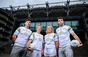 2 July 2025; Pictured at the launch of Solgar’s Golden Moments campaign at Croke Park in Dublin are, from left, former Galway footballing legend Michael Meehan and Cork’s 10 times All Ireland winner Val Mulcahy along with Solgar ambassadors Katie Quirke, Cork Ladies Football; Paul Conroy, Galway football. Golden Moments celebrates the passion, excitement, joy and uniqueness of Gaelic games and what it means for both fans and players alike. Solgar, a leading provider of high-quality nutritional supplements, is the official vitamin partner of the GAA/GPA and partner of the GAA Museum. Photo by Ramsey Cardy/Sportsfile