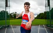 2 July 2025; U20 athlete Cian Crampton of Edenderry AC, Offaly, pictured at Morton Stadium in Dublin, during the announcement of 123.ie’s extended landmark partnership with Athletics Ireland—now running through to the end of 2030 as part of a multi-year, six-figure deal. For more information, visit www.athleticsireland.ie. Photo by Sam Barnes/Sportsfile