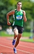 21 June 2025; Matias Qaglia of Kilkenny College, representing Leinster, competes in the boys 100m during the 123.ie Irish Schools Athletics Association Tailteann Games at SETU Campus in Carlow. Photo by Sam Barnes/Sportsfile