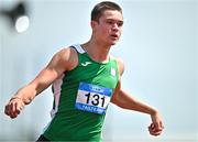 21 June 2025; Matias Qaglia of Kilkenny College, representing Leinster, competes in the boys 100m during the 123.ie Irish Schools Athletics Association Tailteann Games at SETU Campus in Carlow. Photo by Sam Barnes/Sportsfile