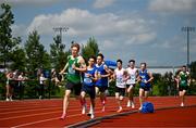 21 June 2025; Charlie O'Neill of Belvedere College, representing Leinster, leads the field in the boys 1500m during the 123.ie Irish Schools Athletics Association Tailteann Games at SETU Campus in Carlow. Photo by Sam Barnes/Sportsfile