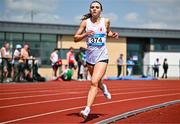 21 June 2025; Emily Morris of Stratheran School, representing Ulster, competes in the girls 300m during the 123.ie Irish Schools Athletics Association Tailteann Games at SETU Campus in Carlow. Photo by Sam Barnes/Sportsfile