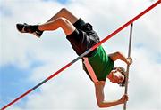 21 June 2025; Robbie Tallon of The High School Rathgar, representing Leinster, competes in the boys pole vault  during the 123.ie Irish Schools Athletics Association Tailteann Games at SETU Campus in Carlow. Photo by Sam Barnes/Sportsfile