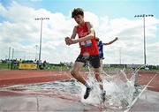 21 June 2025; Ross Campbell of Summerhill College Sligo, representing Connacht, competes in the boys 1500m steeplechase during the 123.ie Irish Schools Athletics Association Tailteann Games at SETU Campus in Carlow. Photo by Sam Barnes/Sportsfile