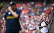 29 June 2025; Galway manager Padraic Joyce, right, and Meath manager Robbie Brennan during the GAA Football All-Ireland Senior Championship quarter-final match between Meath and Galway at Croke Park in Dublin. Photo by Shauna Clinton/Sportsfile