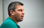 1 July 2025; Assistant coach Denis Leamy during an Ireland rugby media conference at the IRFU High Performance Centre at the Sport Ireland Campus in Dublin. Photo by Ramsey Cardy/Sportsfile