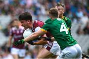 29 June 2025; Seán Fitzgerald of Galway is tackled by Ronan Ryan of Meath during the GAA Football All-Ireland Senior Championship quarter-final match between Meath and Galway at Croke Park in Dublin. Photo by Shauna Clinton/Sportsfile