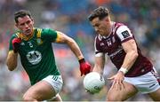 29 June 2025; Matthew Thompson of Galway in action against Donal Keogan of Meath during the GAA Football All-Ireland Senior Championship quarter-final match between Meath and Galway at Croke Park in Dublin. Photo by Shauna Clinton/Sportsfile