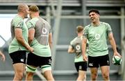 1 July 2025; Jimmy O’Brien, right, and Jacob Stockdale during Ireland rugby squad training at the IRFU High Performance Centre at the Sport Ireland Campus in Dublin. Photo by Ramsey Cardy/Sportsfile