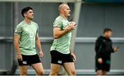 1 July 2025; Jacob Stockdale, right, and Jimmy O’Brien during Ireland rugby squad training at the IRFU High Performance Centre at the Sport Ireland Campus in Dublin. Photo by Ramsey Cardy/Sportsfile