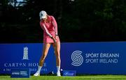 2 July 2025; Former Republic of Ireland international Stephanie Zambra plays her tee shot on the first hole during the Pro Am ahead of the 2025 KPMG Women’s Irish Open Golf Championship at Carton House Golf Club in Maynooth, Kildare. Photo by Seb Daly/Sportsfile