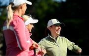 2 July 2025; Paralympic gold medalist Ellen Keane, right, with former Republic of Ireland international Stephanie Zambra, left, and content creator Nathalie Lennon during the Pro Am ahead of the 2025 KPMG Women’s Irish Open Golf Championship at Carton House Golf Club in Maynooth, Kildare. Photo by Seb Daly/Sportsfile