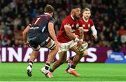 2 July 2025; Bundee Aki of British & Irish Lions in action against John Bryant of Queensland Reds during the tour match between Queensland Reds and the British & Irish Lions at Suncorp Stadium in Brisbane, Australia. Photo by Steve Christo/Sportsfile
