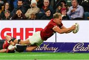 2 July 2025; Duhan van der Merwe of British & Irish Lions scores his side's third try during the tour match between Queensland Reds and the British & Irish Lions at Suncorp Stadium in Brisbane, Australia. Photo by Steve Christo/Sportsfile