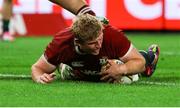 2 July 2025; Jac Morgan of British & Irish Lions scores his side's fifth try during the tour match between Queensland Reds and the British & Irish Lions at Suncorp Stadium in Brisbane, Australia. Photo by Steve Christo/Sportsfile