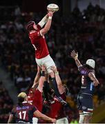 2 July 2025; James Ryan of British & Irish Lions wins possession from a lineout during the tour match between Queensland Reds and the British & Irish Lions at Suncorp Stadium in Brisbane, Australia. Photo by Steve Christo/Sportsfile