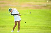 2 July 2025; Sara Byrne of Ireland plays a shot from the 10th fairway during the Pro Am ahead of the 2025 KPMG Women’s Irish Open Golf Championship at Carton House Golf Club in Maynooth, Kildare. Photo by Seb Daly/Sportsfile