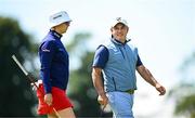 2 July 2025; Golfer Paul McGinley, right, and Madelene Sagstrom of Sweden during the Pro Am ahead of the 2025 KPMG Women’s Irish Open Golf Championship at Carton House Golf Club in Maynooth, Kildare. Photo by Seb Daly/Sportsfile