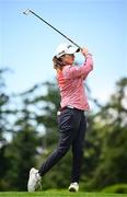 2 July 2025; Leona Maguire of Ireland watches her tee shot on the second hole during the Pro Am ahead of the 2025 KPMG Women’s Irish Open Golf Championship at Carton House Golf Club in Maynooth, Kildare. Photo by Seb Daly/Sportsfile