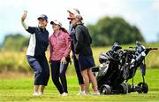 2 July 2025; Leona Maguire of Ireland, second from left, takes a selfie with Sharon Smurfit, Natalie O'Shaughnessy and Marie Goss during the Pro Am ahead of the 2025 KPMG Women’s Irish Open Golf Championship at Carton House Golf Club in Maynooth, Kildare. Photo by Seb Daly/Sportsfile