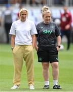 29 June 2025; Republic of Ireland head coach Carla Ward and assistant coach Charlotte Healy, right, before the women's international friendly match between the USA and Republic of Ireland at TQL Stadium in Cincinnati, Ohio, USA. Photo by Stephen McCarthy/Sportsfile