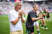 29 June 2025; Republic of Ireland head coach Carla Ward and assistant head coach Alan Mahon before the women's international friendly match between the USA and Republic of Ireland at TQL Stadium in Cincinnati, Ohio, USA. Photo by Stephen McCarthy/Sportsfile