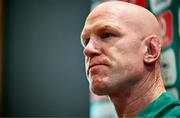 3 July 2025; Head coach Paul O'Connell during an Ireland rugby media conference at the Tbilisi Marriott Hotel in Tbilisi, Georgia. Photo by Brendan Moran/Sportsfile
