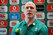 3 July 2025; Head coach Paul O'Connell during an Ireland rugby media conference at the Tbilisi Marriott Hotel in Tbilisi, Georgia. Photo by Brendan Moran/Sportsfile