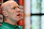 3 July 2025; Head coach Paul O'Connell during an Ireland rugby media conference at the Tbilisi Marriott Hotel in Tbilisi, Georgia. Photo by Brendan Moran/Sportsfile