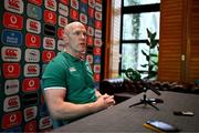 3 July 2025; Head coach Paul O'Connell during an Ireland rugby media conference at the Tbilisi Marriott Hotel in Tbilisi, Georgia. Photo by Brendan Moran/Sportsfile