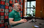 3 July 2025; Head coach Paul O'Connell during an Ireland rugby media conference at the Tbilisi Marriott Hotel in Tbilisi, Georgia. Photo by Brendan Moran/Sportsfile