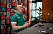 3 July 2025; Head coach Paul O'Connell during an Ireland rugby media conference at the Tbilisi Marriott Hotel in Tbilisi, Georgia. Photo by Brendan Moran/Sportsfile