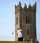 3 July 2025; Mimi Rhodes of England watches her tee shot on the 10th hole during day one of the 2025 KPMG Women’s Irish Open Golf Championship at Carton House Golf Club in Maynooth, Kildare. Photo by Seb Daly/Sportsfile