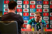3 July 2025; Gavin Coombes during an Ireland rugby media conference at the Tbilisi Marriott Hotel in Tbilisi, Georgia. Photo by Brendan Moran/Sportsfile