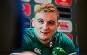 3 July 2025; Gavin Coombes during an Ireland rugby media conference at the Tbilisi Marriott Hotel in Tbilisi, Georgia. Photo by Brendan Moran/Sportsfile